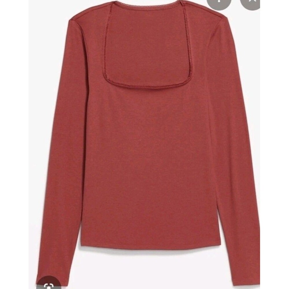 NWT Women's Old Navy Fitted Ribbed Square Neck Long Sleeve Tee Size M   A7